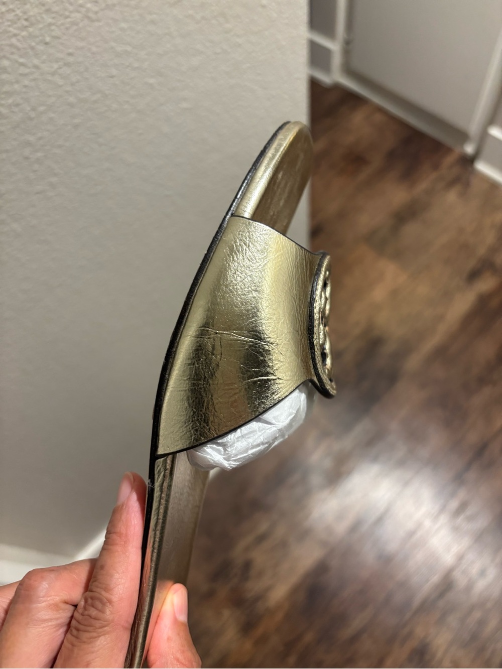 Tory Burch Gold Miller Logo Slide Sandals - Picture 7 of 10